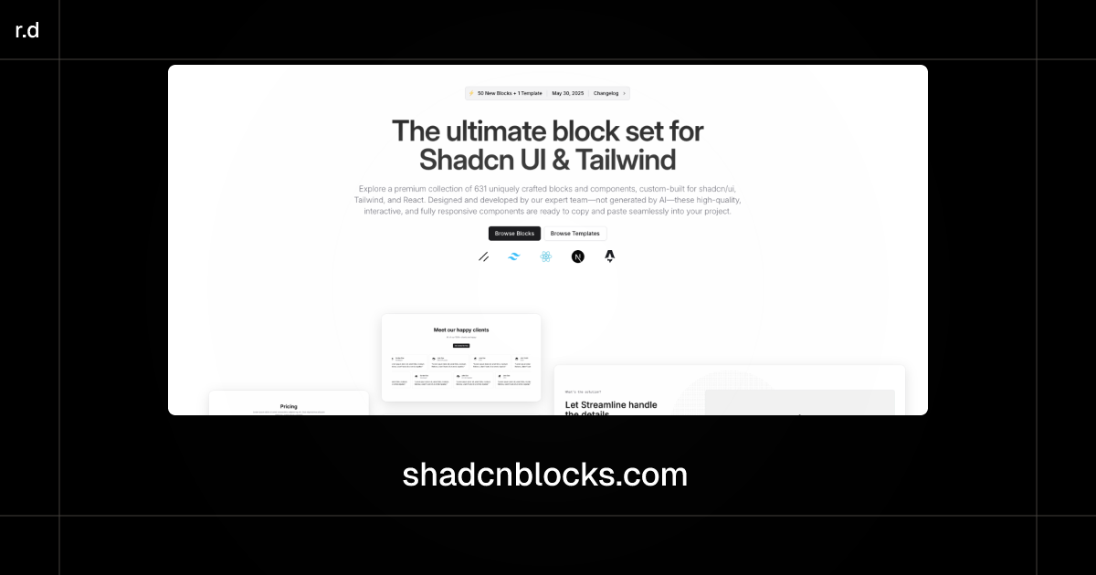 Shadcn Blocks registry preview